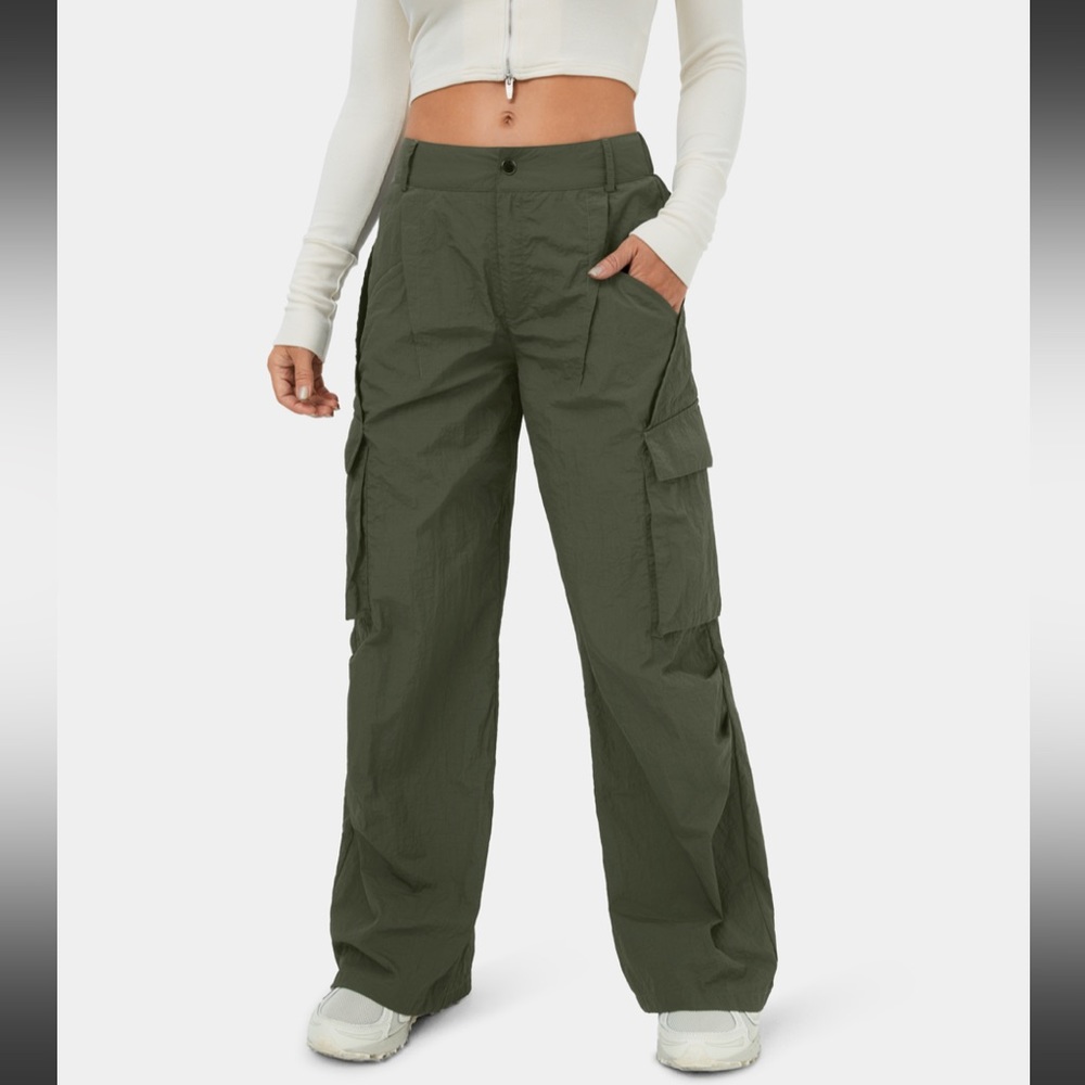 Low Rise Button Zipper Side Pocket Wide Leg Casual Cargo Pants